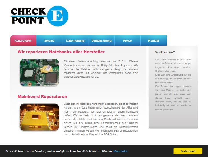 Screenshot der alten Seite Reparaturen